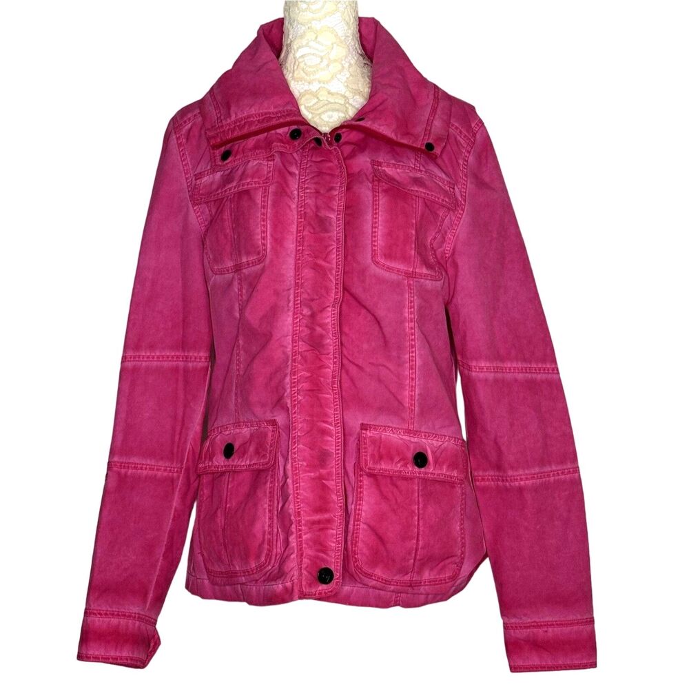 Noize Utility Nylon Jacket Coat Zip Front Pink S